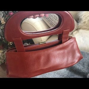 Rare! Vintage 100% Red Leather DKNY Handbag
